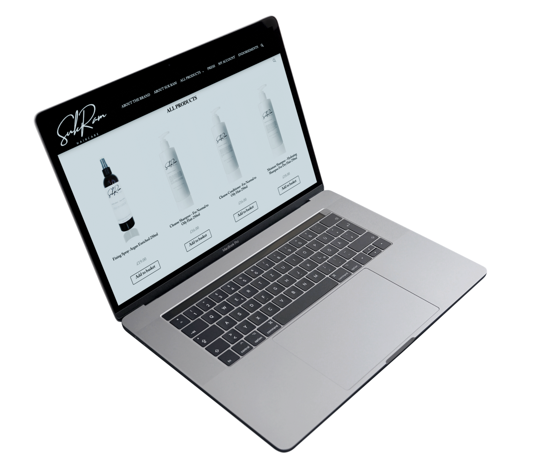 professional ecommerce website built by Weblu for Sukram haircare
