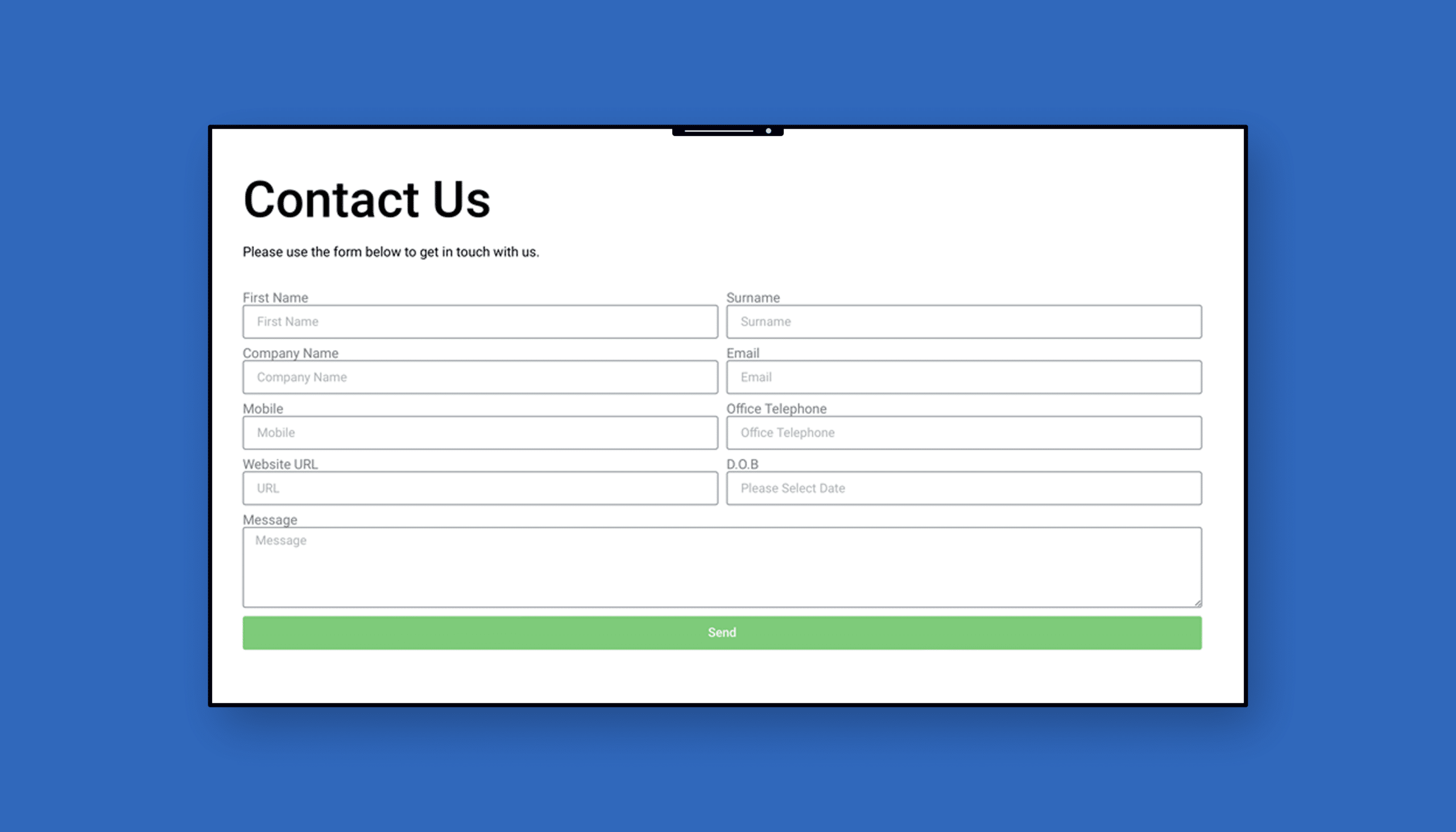 Example of a cluttered contact form.