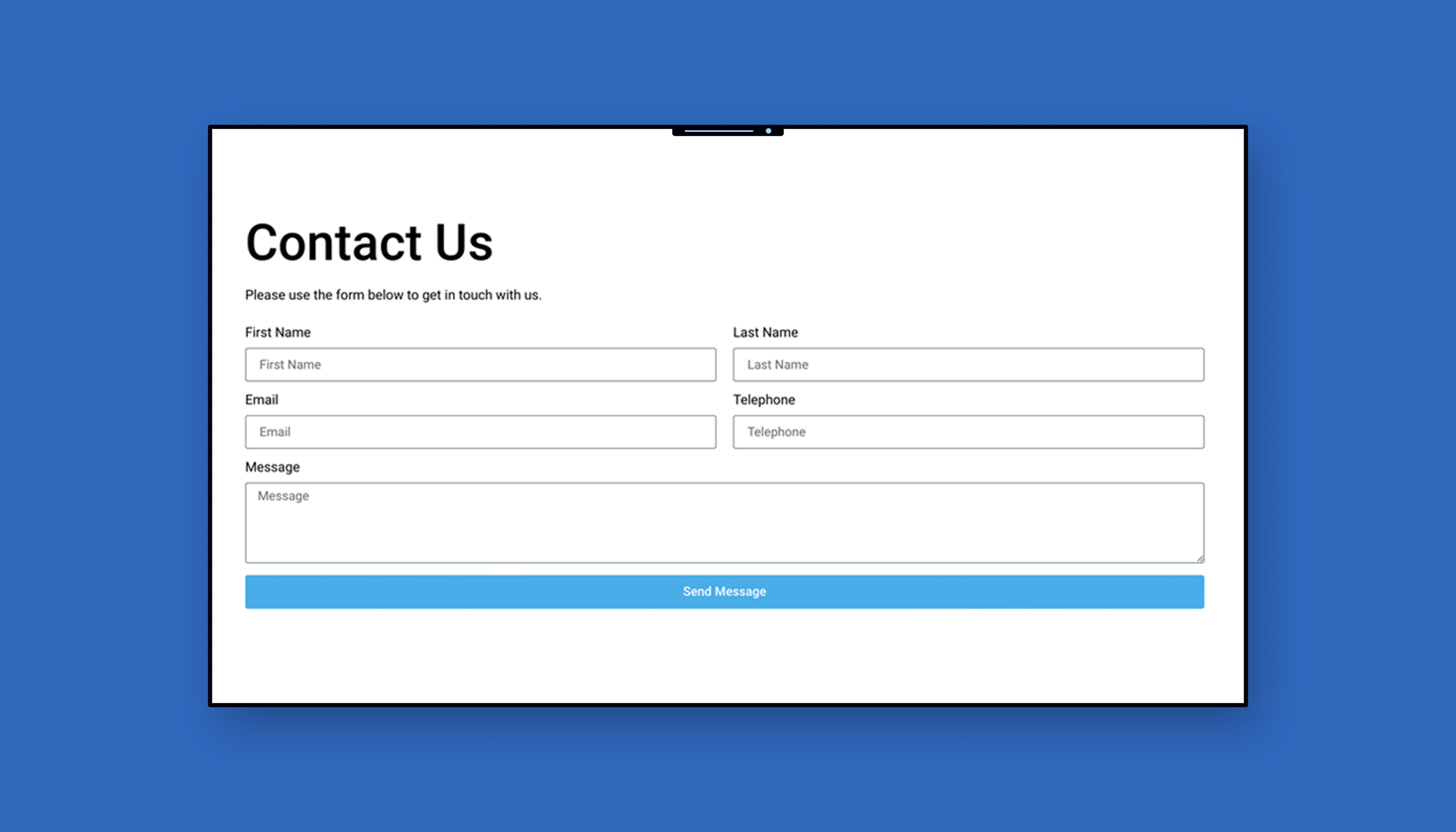 Example of a simple, easy to use contact form.