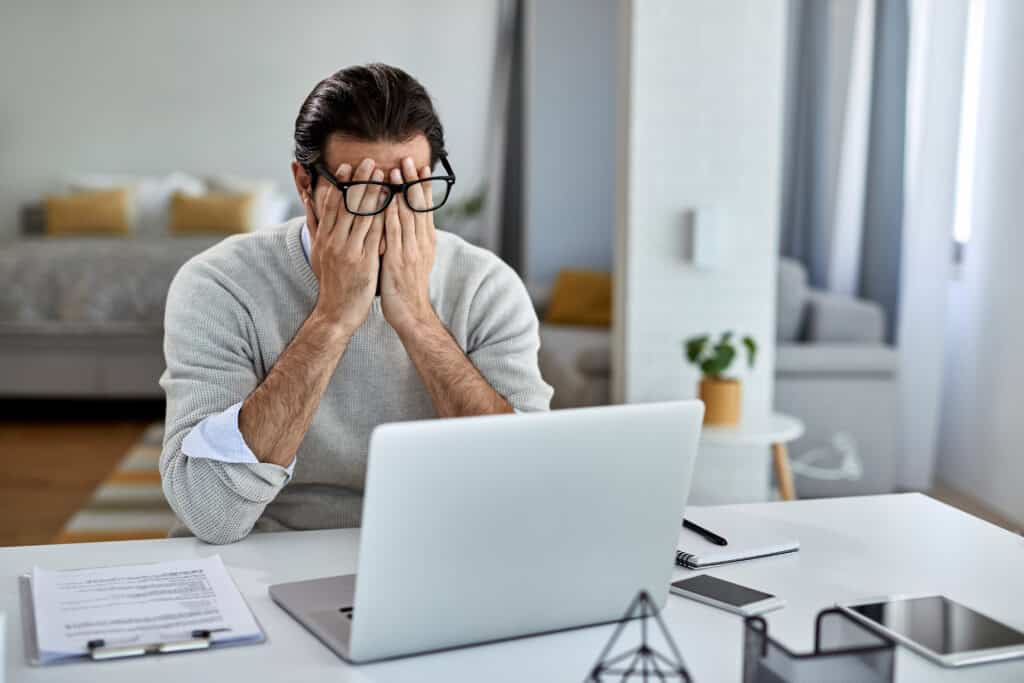 Man working on SEO for small business
