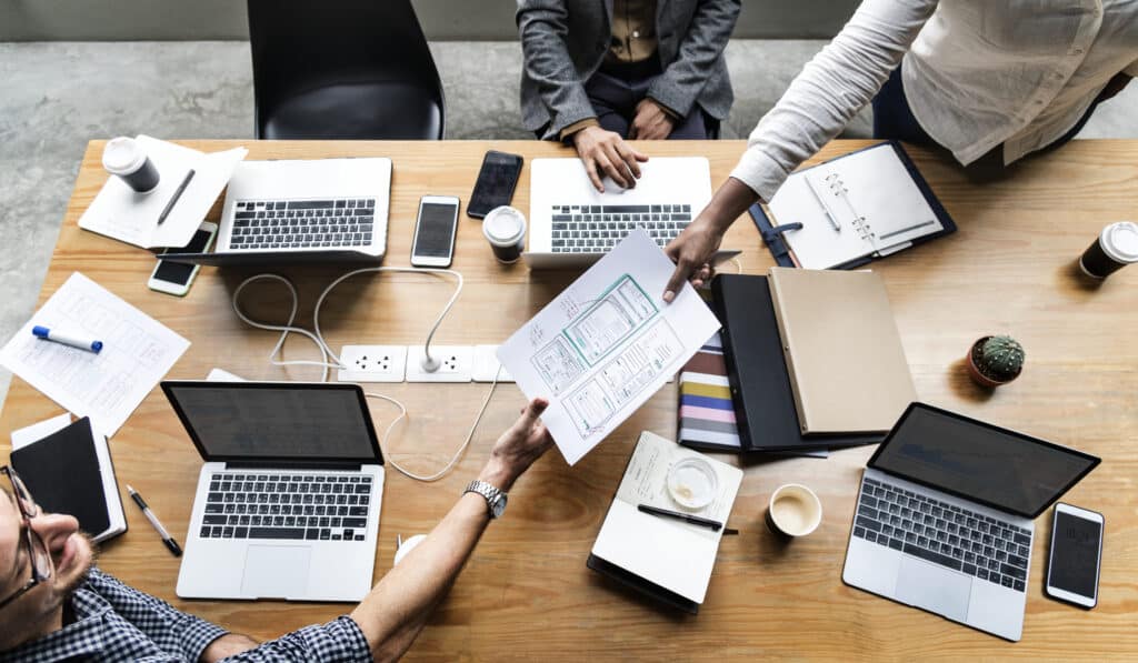 small business SEO agency team at desk