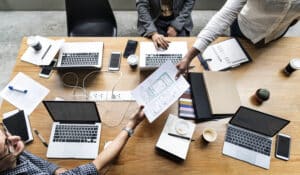 small business SEO agency team at desk
