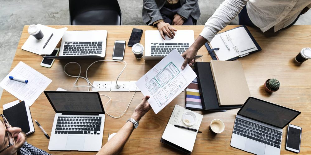 small business SEO agency team at desk